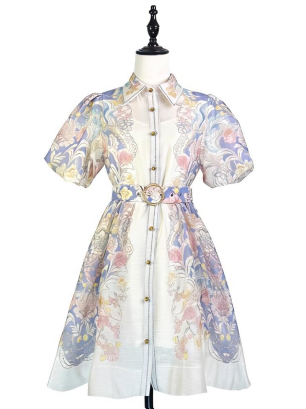 Zimmermann Lavender Floral Print Puff Sleeve Mini Dress